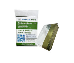 Rescue Med Rettungsdecke 160x210 cm Oliv/Silber Notfalldecke Rettungsfolie Wärmedecke