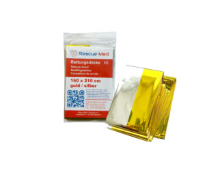 Rescue Med Rettungsdecke 160x210 cm Gold/Silber Notfalldecke Rettungsfolie Wärmedecke