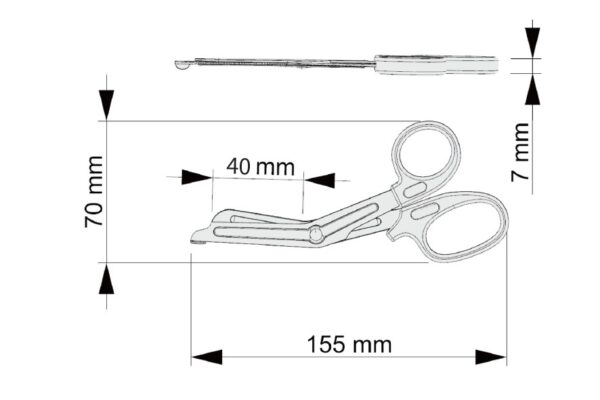 Erste-Hilfe-Schere kniegebogen 155 mm silber-matt Verbandschere Listerschere Rettungsschere – Bild 5